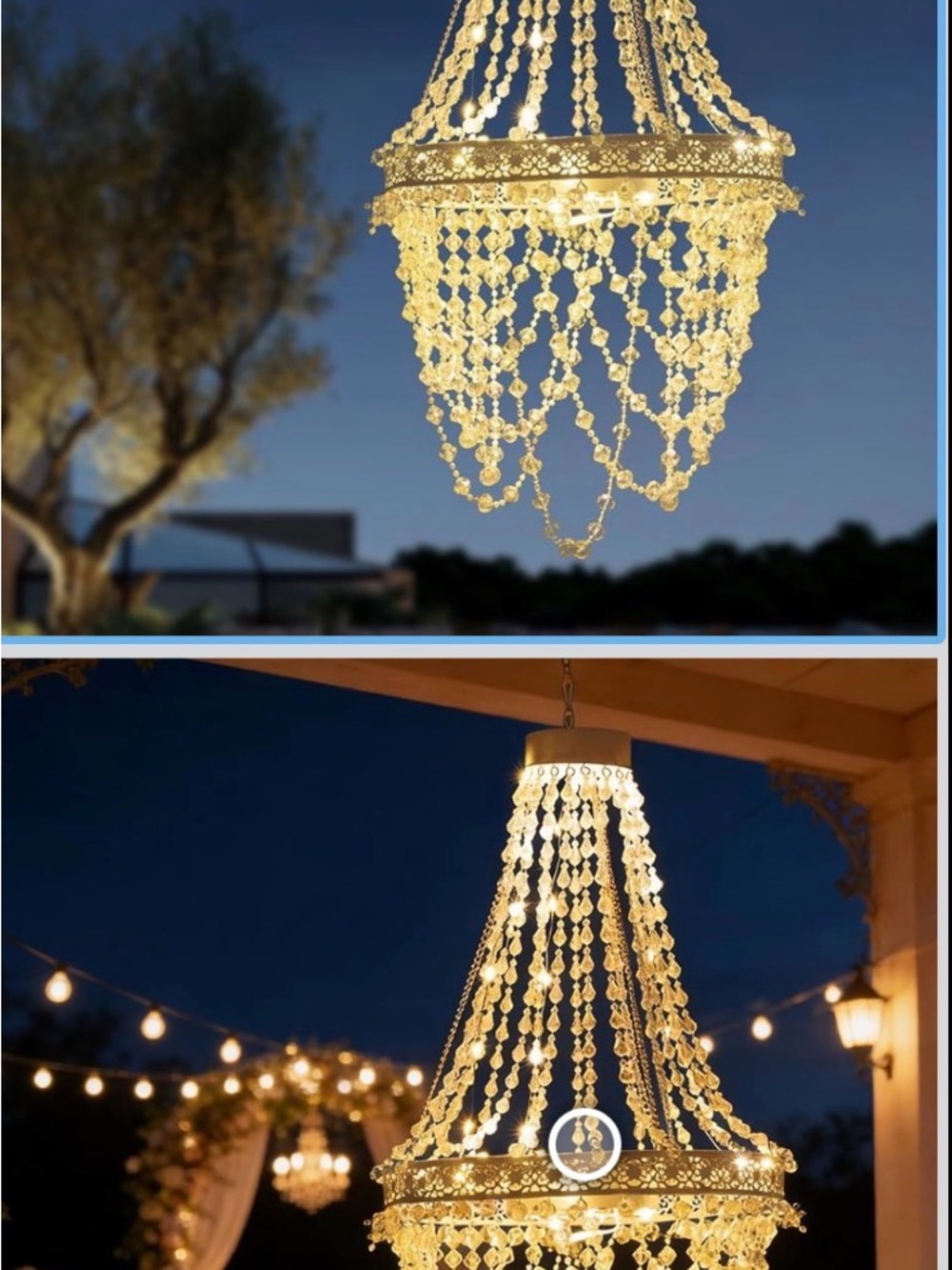 Elegant White Beaded Chandelier – - Picture 2 of 2